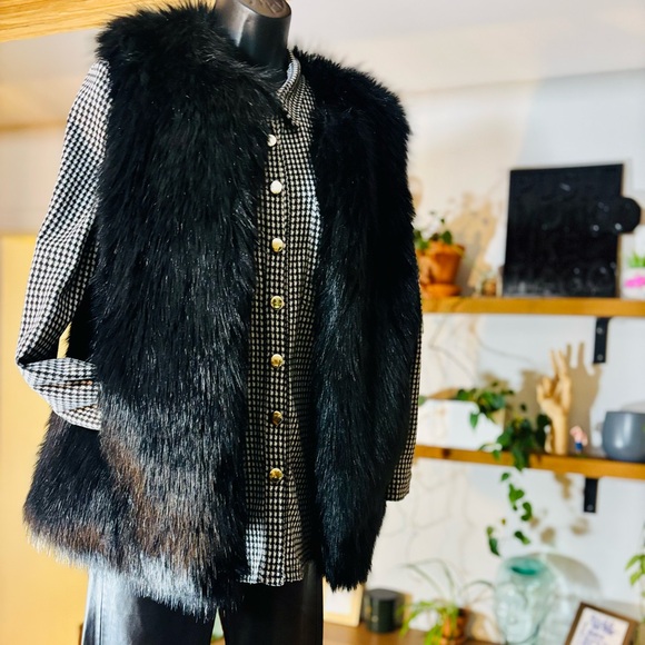Designer Duchess Jackets & Blazers - Black Faux Fur Vest for Women